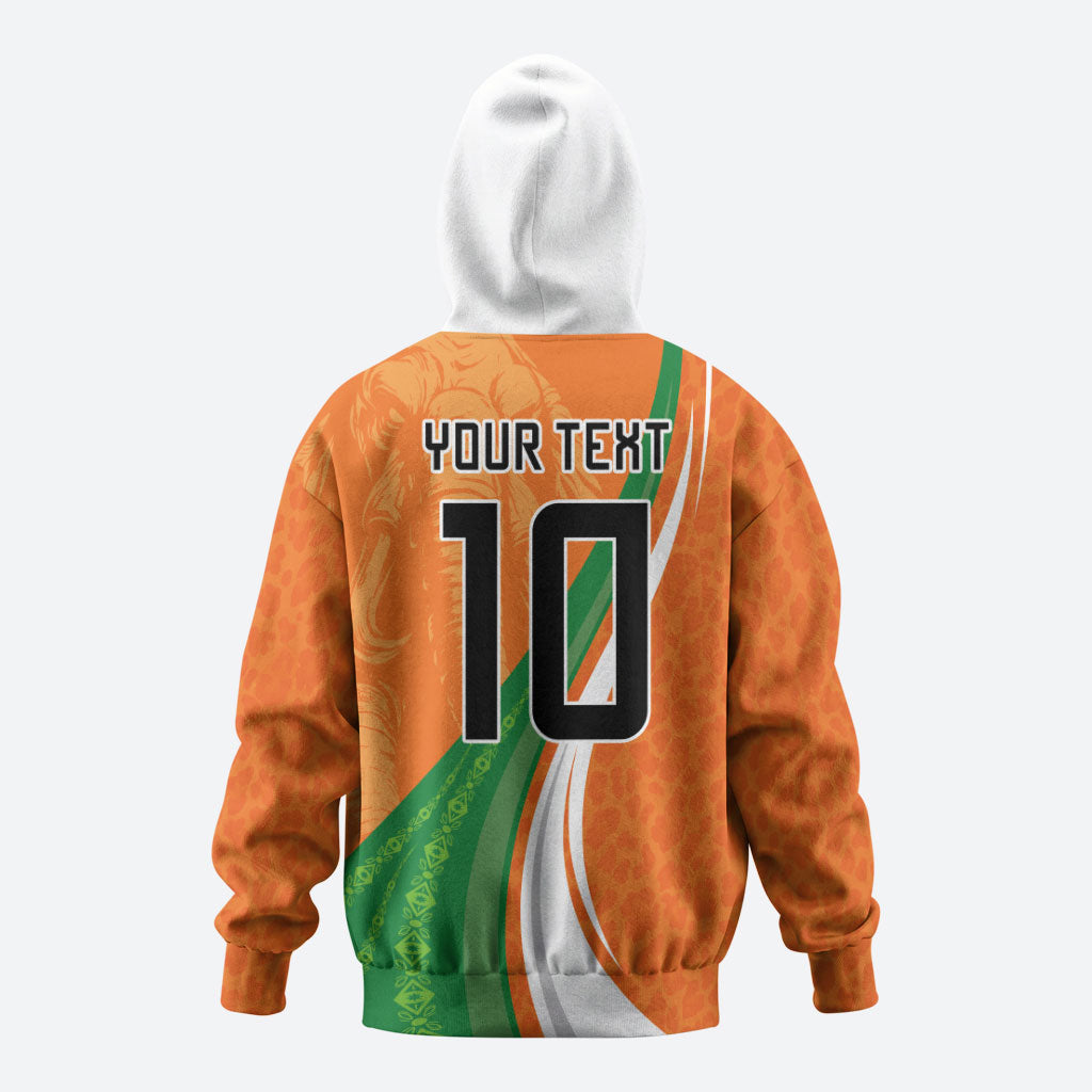 Cote D'Ivoire Football Custom Hoodie Abstract Wave Pattern Tribal Sporty Style