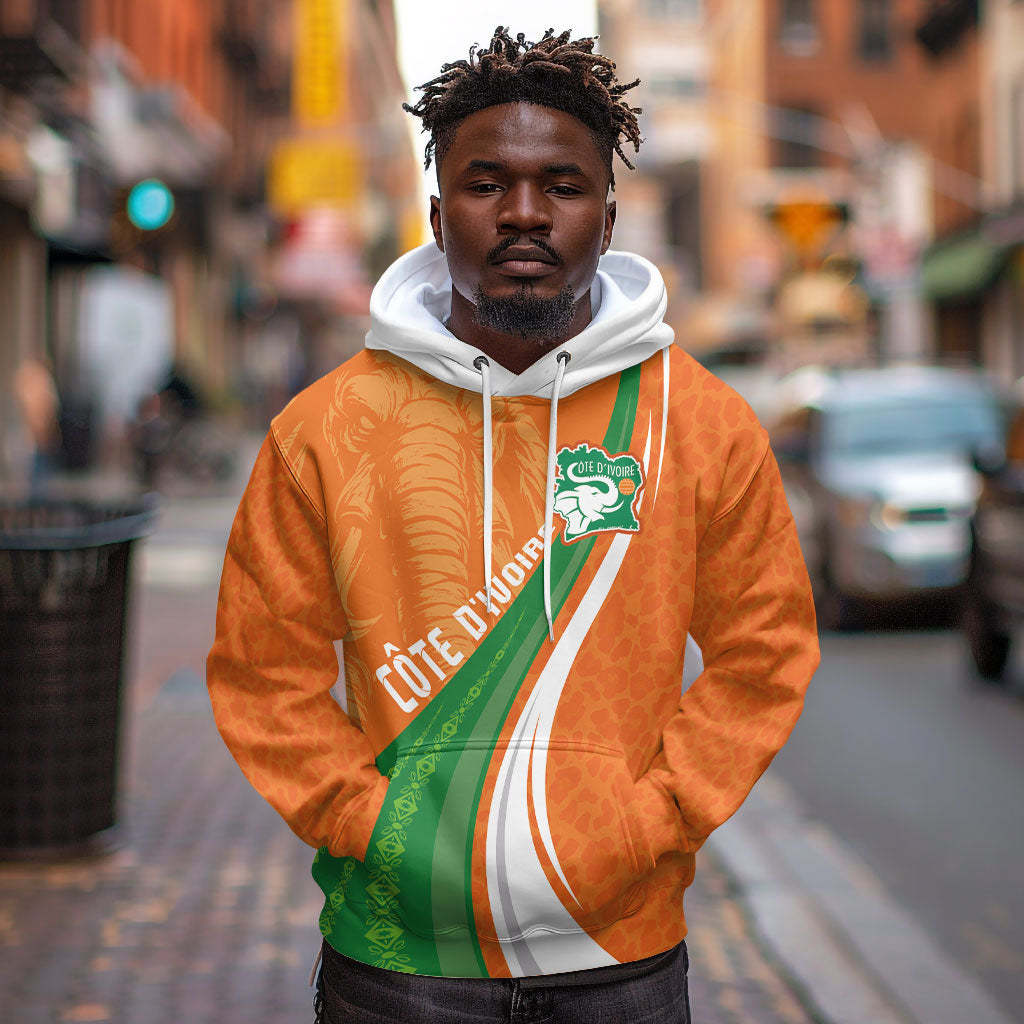 Cote D'Ivoire Football Custom Hoodie Abstract Wave Pattern Tribal Sporty Style