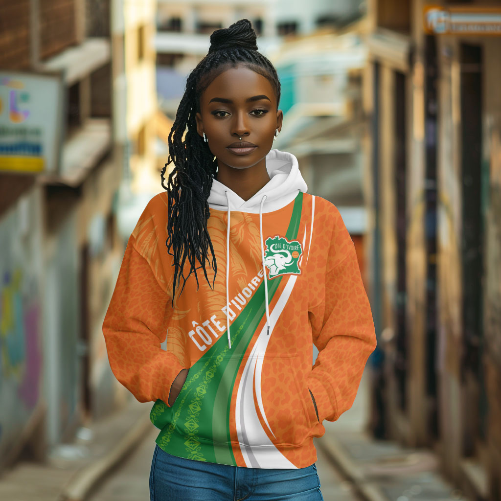 Cote D'Ivoire Football Custom Hoodie Abstract Wave Pattern Tribal Sporty Style