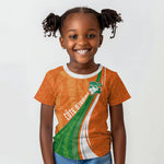 Cote D'Ivoire Football Custom Kid T shirt Abstract Wave Pattern Tribal Sporty Style