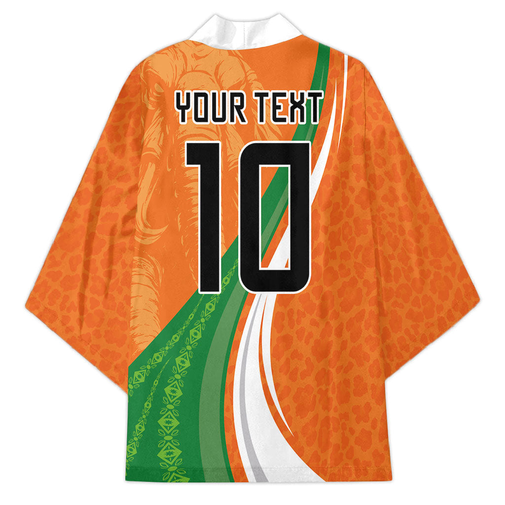 Cote D'Ivoire Football Custom Kimono Abstract Wave Pattern Tribal Sporty Style