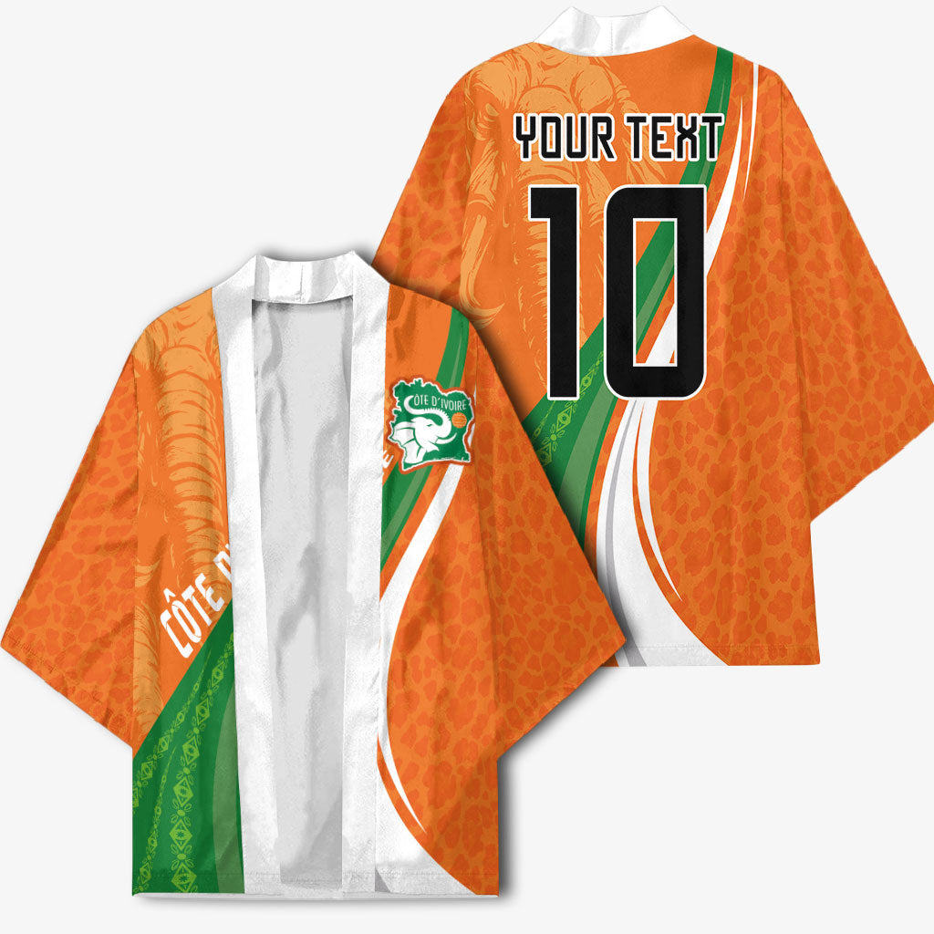 Cote D'Ivoire Football Custom Kimono Abstract Wave Pattern Tribal Sporty Style