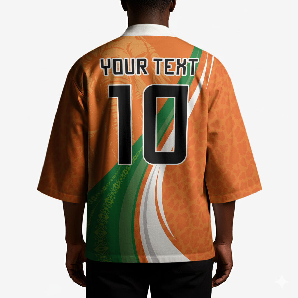 Cote D'Ivoire Football Custom Kimono Abstract Wave Pattern Tribal Sporty Style