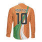 Cote D'Ivoire Football Custom Long Sleeve Button Shirt Abstract Wave Pattern Tribal Sporty Style