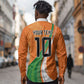 Cote D'Ivoire Football Custom Long Sleeve Button Shirt Abstract Wave Pattern Tribal Sporty Style