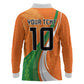 Cote D'Ivoire Football Custom Long Sleeve Polo Shirt Abstract Wave Pattern Tribal Sporty Style