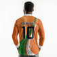 Cote D'Ivoire Football Custom Long Sleeve Polo Shirt Abstract Wave Pattern Tribal Sporty Style