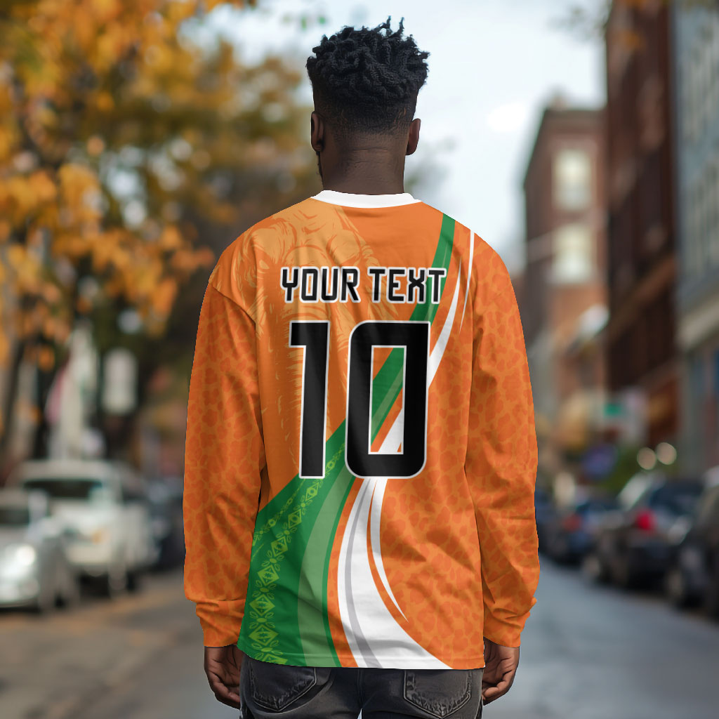 Cote D'Ivoire Football Custom Long Sleeve Shirt Abstract Wave Pattern Tribal Sporty Style