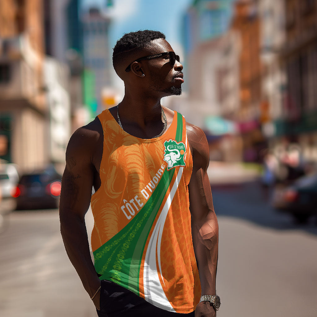 Cote D'Ivoire Football Custom Men Tank Top Abstract Wave Pattern Tribal Sporty Style