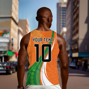 Cote D'Ivoire Football Custom Men Tank Top Abstract Wave Pattern Tribal Sporty Style