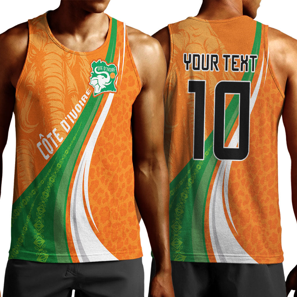 Cote D'Ivoire Football Custom Men Tank Top Abstract Wave Pattern Tribal Sporty Style