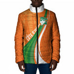 Cote D'Ivoire Football Custom Padded Jacket Abstract Wave Pattern Tribal Sporty Style