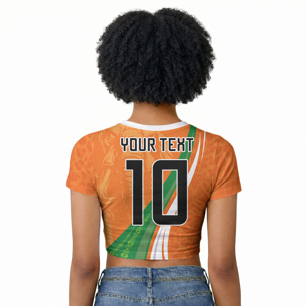Cote D'Ivoire Football Custom Raglan Cropped T shirt Abstract Wave Pattern Tribal Sporty Style