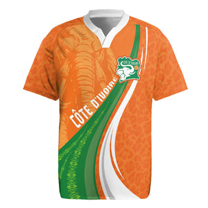 Cote D'Ivoire Football Custom Rugby Jersey Abstract Wave Pattern Tribal Sporty Style