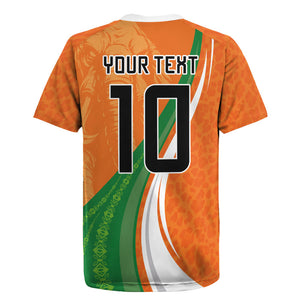 Cote D'Ivoire Football Custom Rugby Jersey Abstract Wave Pattern Tribal Sporty Style