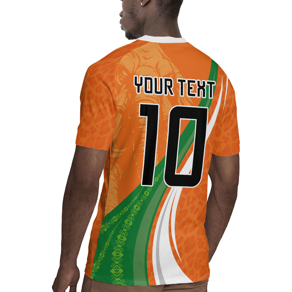 Cote D'Ivoire Football Custom Rugby Jersey Abstract Wave Pattern Tribal Sporty Style