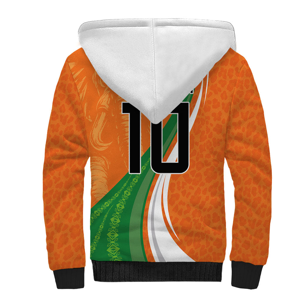 Cote D'Ivoire Football Custom Sherpa Hoodie Abstract Wave Pattern Tribal Sporty Style