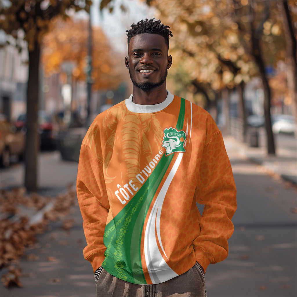 Cote D'Ivoire Football Custom Sweatshirt Abstract Wave Pattern Tribal Sporty Style