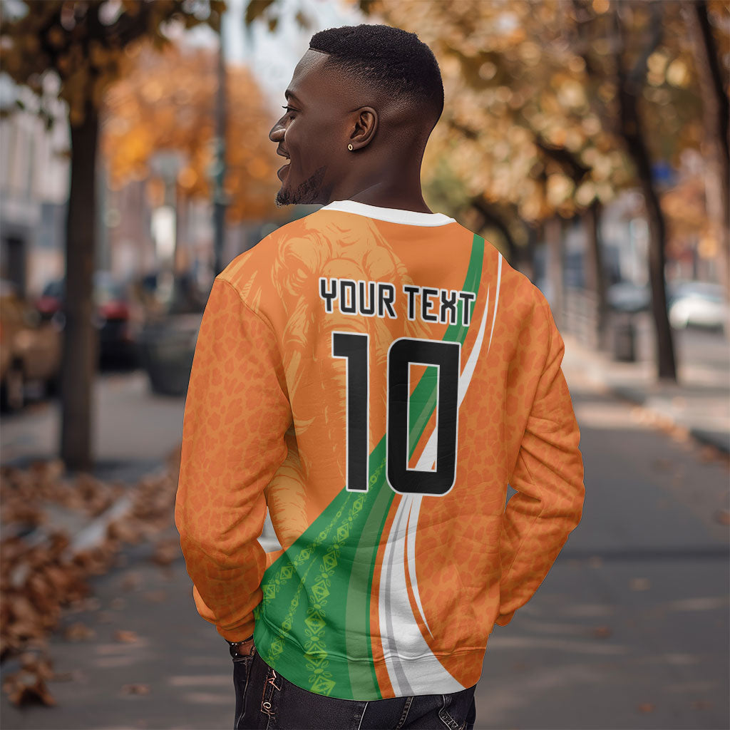 Cote D'Ivoire Football Custom Sweatshirt Abstract Wave Pattern Tribal Sporty Style