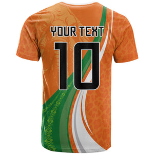 Cote D'Ivoire Football Custom T shirt Abstract Wave Pattern Tribal Sporty Style