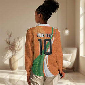 Cote D'Ivoire Football Custom Women Casual Shirt Abstract Wave Pattern Tribal Sporty Style