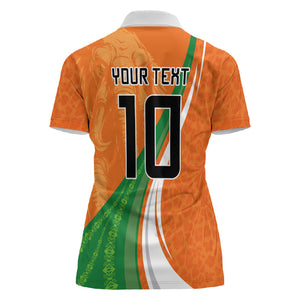 Cote D'Ivoire Football Custom Women Polo Shirt Abstract Wave Pattern Tribal Sporty Style