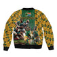 South Africa Rugby Bomber Jacket - Springbok Mascot, Players Fighting for Victory