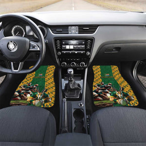 South Africa Rugby Car Mats - Springbok Mascot, Players Fighting for Victory