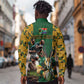 South Africa Rugby Long Sleeve Button Shirt - Springbok Mascot, Players Fighting for Victory