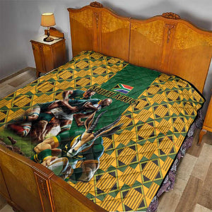 South Africa Rugby Quilt - Springbok Mascot, Players Fighting for Victory