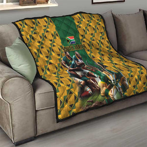 South Africa Rugby Quilt - Springbok Mascot, Players Fighting for Victory