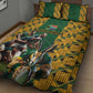 South Africa Rugby Quilt Bed Set - Springbok Mascot, Players Fighting for Victory