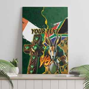 Personalized South Africa Versus Ireland Rugby Canvas Wall Art - Springbok Mascot, Celtic Cross Design