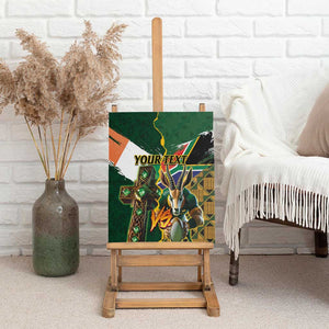 Personalized South Africa Versus Ireland Rugby Canvas Wall Art - Springbok Mascot, Celtic Cross Design