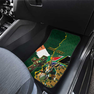 Personalized South Africa Versus Ireland Rugby Car Mats - Springbok Mascot, Celtic Cross Design