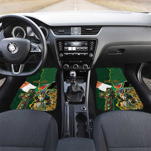 Personalized South Africa Versus Ireland Rugby Car Mats - Springbok Mascot, Celtic Cross Design