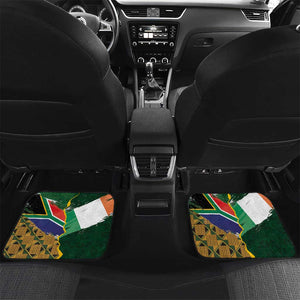 Personalized South Africa Versus Ireland Rugby Car Mats - Springbok Mascot, Celtic Cross Design