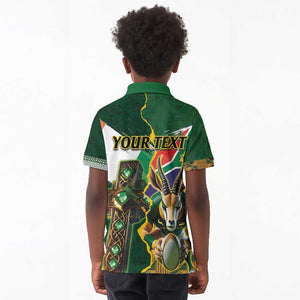 Personalized South Africa Versus Ireland Rugby Kid Polo Shirt - Springbok Mascot, Celtic Cross Design