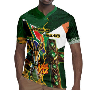 Personalized South Africa Versus Ireland Rugby Rugby Jersey - Springbok Mascot, Celtic Cross Design