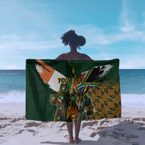 Personalized South Africa Versus Ireland Rugby Sarong - Springbok Mascot, Celtic Cross Design