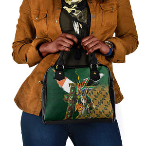 Personalized South Africa Versus Ireland Rugby Shoulder Handbag - Springbok Mascot, Celtic Cross Design