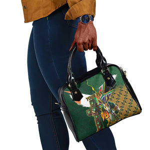 Personalized South Africa Versus Ireland Rugby Shoulder Handbag - Springbok Mascot, Celtic Cross Design