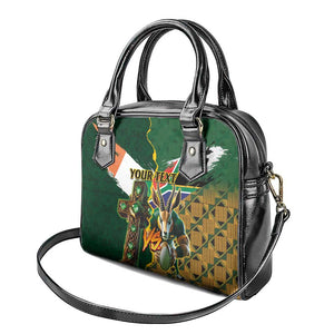 Personalized South Africa Versus Ireland Rugby Shoulder Handbag - Springbok Mascot, Celtic Cross Design