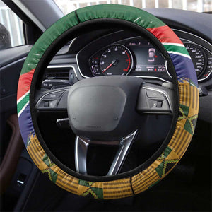 Personalized South Africa Versus Ireland Rugby Steering Wheel Cover - Springbok Mascot, Celtic Cross Design