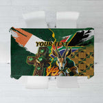 Personalized South Africa Versus Ireland Rugby Tablecloth - Springbok Mascot, Celtic Cross Design