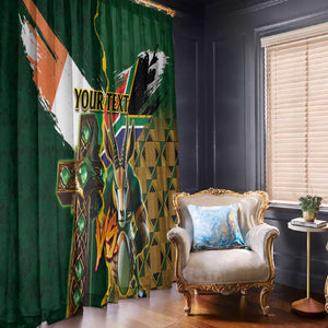 Personalized South Africa Versus Ireland Rugby Window Curtain - Springbok Mascot, Celtic Cross Design