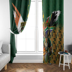 Personalized South Africa Versus Ireland Rugby Window Curtain - Springbok Mascot, Celtic Cross Design