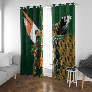 Personalized South Africa Versus Ireland Rugby Window Curtain - Springbok Mascot, Celtic Cross Design