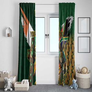 Personalized South Africa Versus Ireland Rugby Window Curtain - Springbok Mascot, Celtic Cross Design