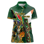 Personalized South Africa Versus Ireland Rugby Women Polo Shirt - Springbok Mascot, Celtic Cross Design